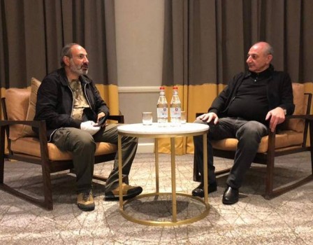 Bako Sahakyan meets Nikol Pashinyan in Yerevan on April 24, the next day of Serzh Sargsyan's resignation. 