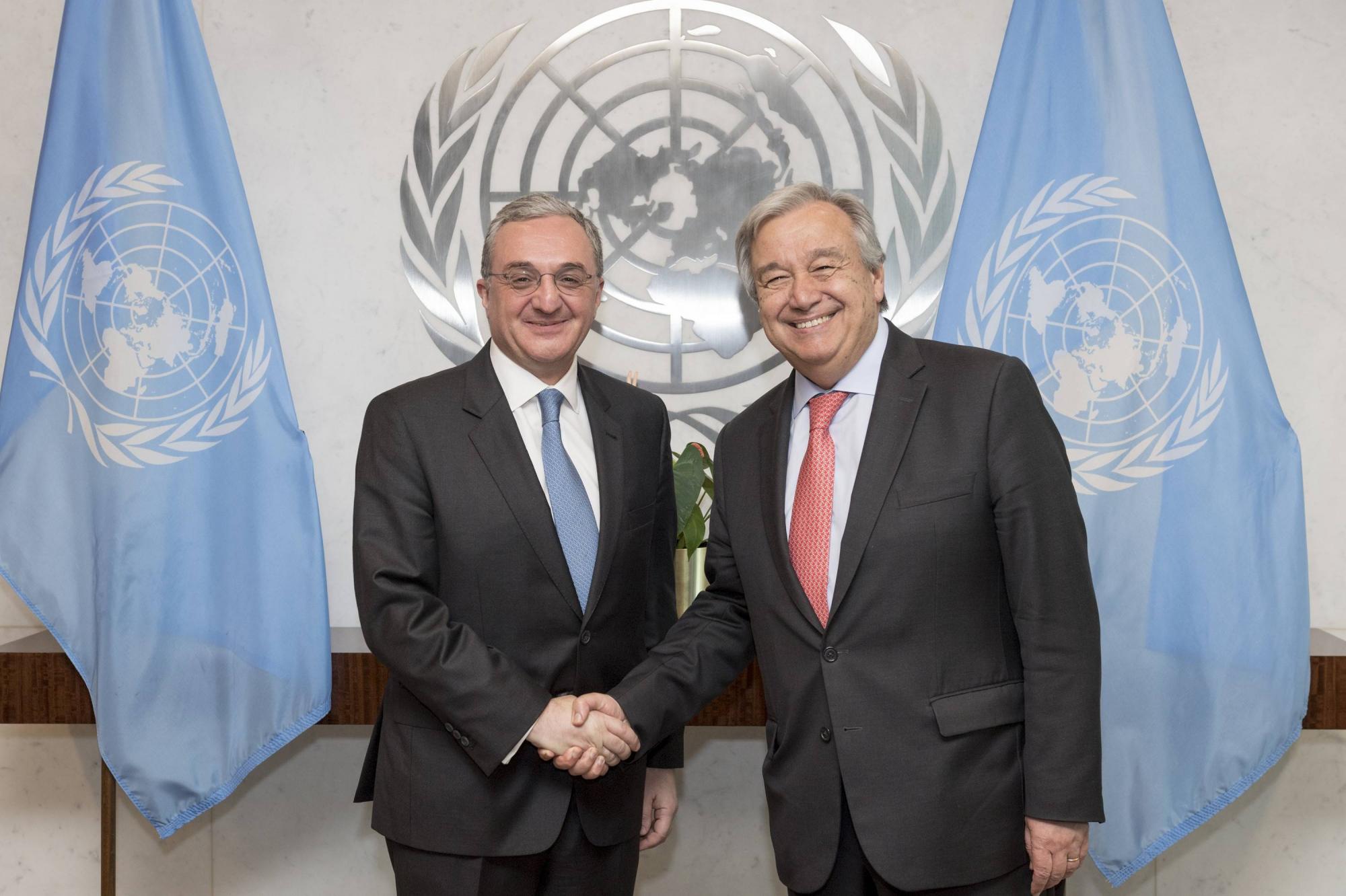 ՄԱԿ-ի գլխավոր քարտուղարը ողջունել է Մնացականյան-Մամեդյարով հանդիպումը