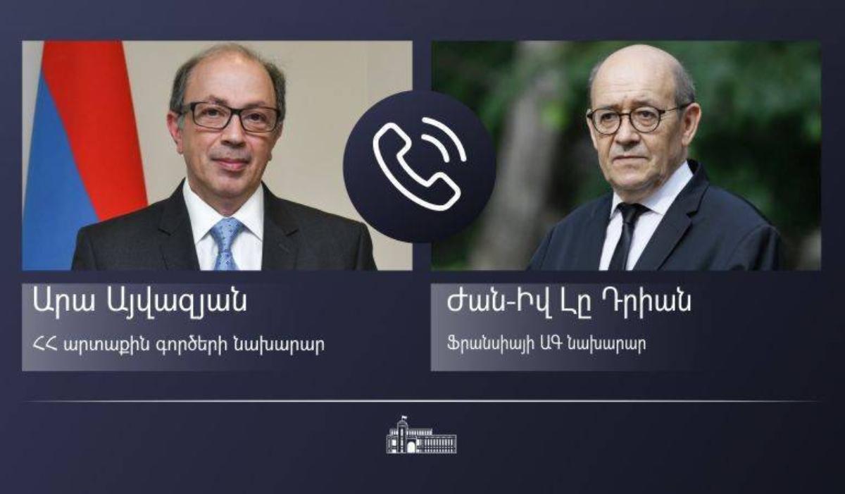 Արա Այվազյանը Ֆրանսիայի ԱԳ նախարարի հետ քննարկել է Մինսկի խմբի շրջանակում խաղաղ գործընթացի վերսկսման հարցը