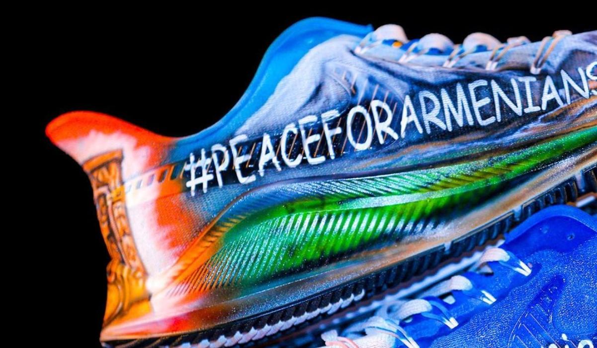 New England Patriots Quarterback Unveils Custom Sneakers Dedicated to Armenia and Artsakh to be Auctioned for Post-War Relief.