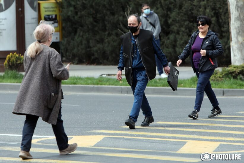 People wearing masks as the cases of Covid 19 increase in Yerevan, Armenia