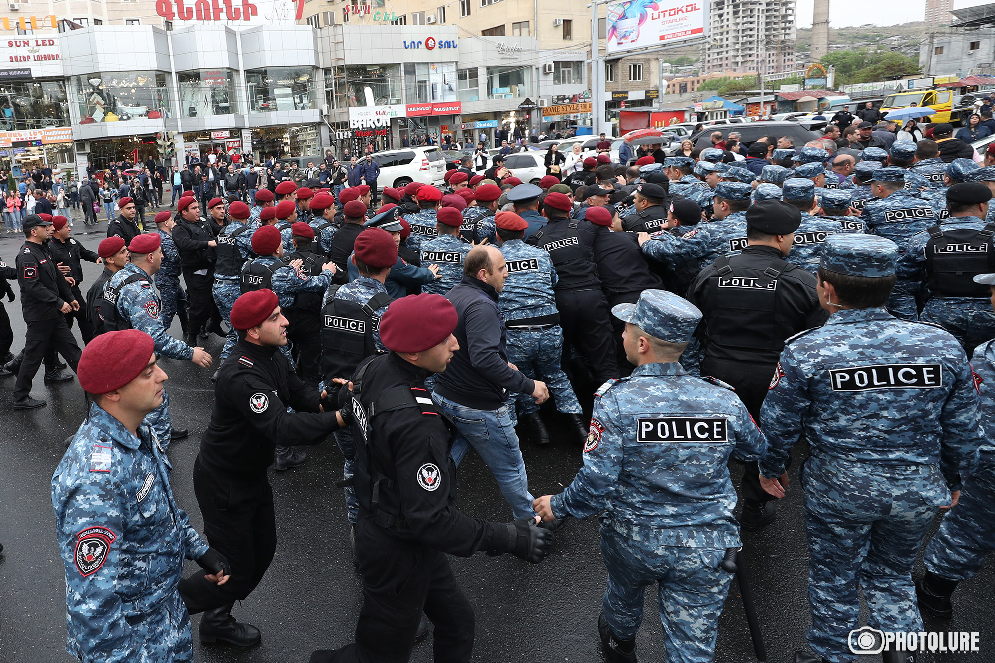 Demonstrators block roads across Yerevan as anti-government protests stretch into second week