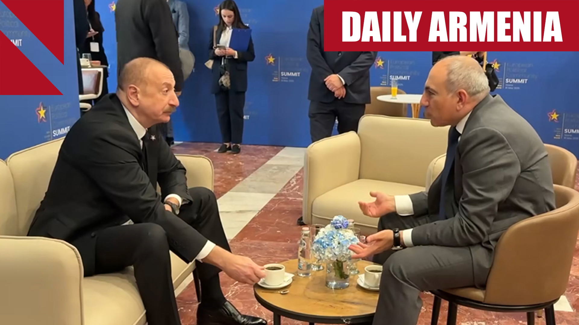 Pashinyan, Aliyev hold rare meeting in Albania 